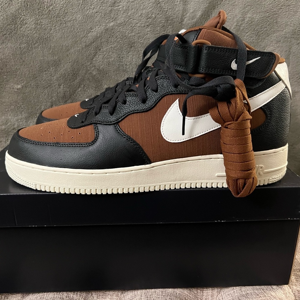 Men's Nike DQ8766-001 Air Force 1 Mid '07 LX Off Noir/Pecan US Size 15 NEW